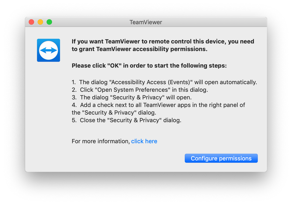 Teamviewer cannot control mac